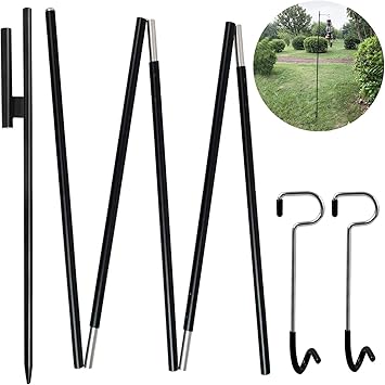 Amazon ランタンスタンド ランタンポール キャンプポール ランタンハンガー付き ペグ 付き 収納袋付き ブラック 2 Ugrow ランタン用アクセサリー