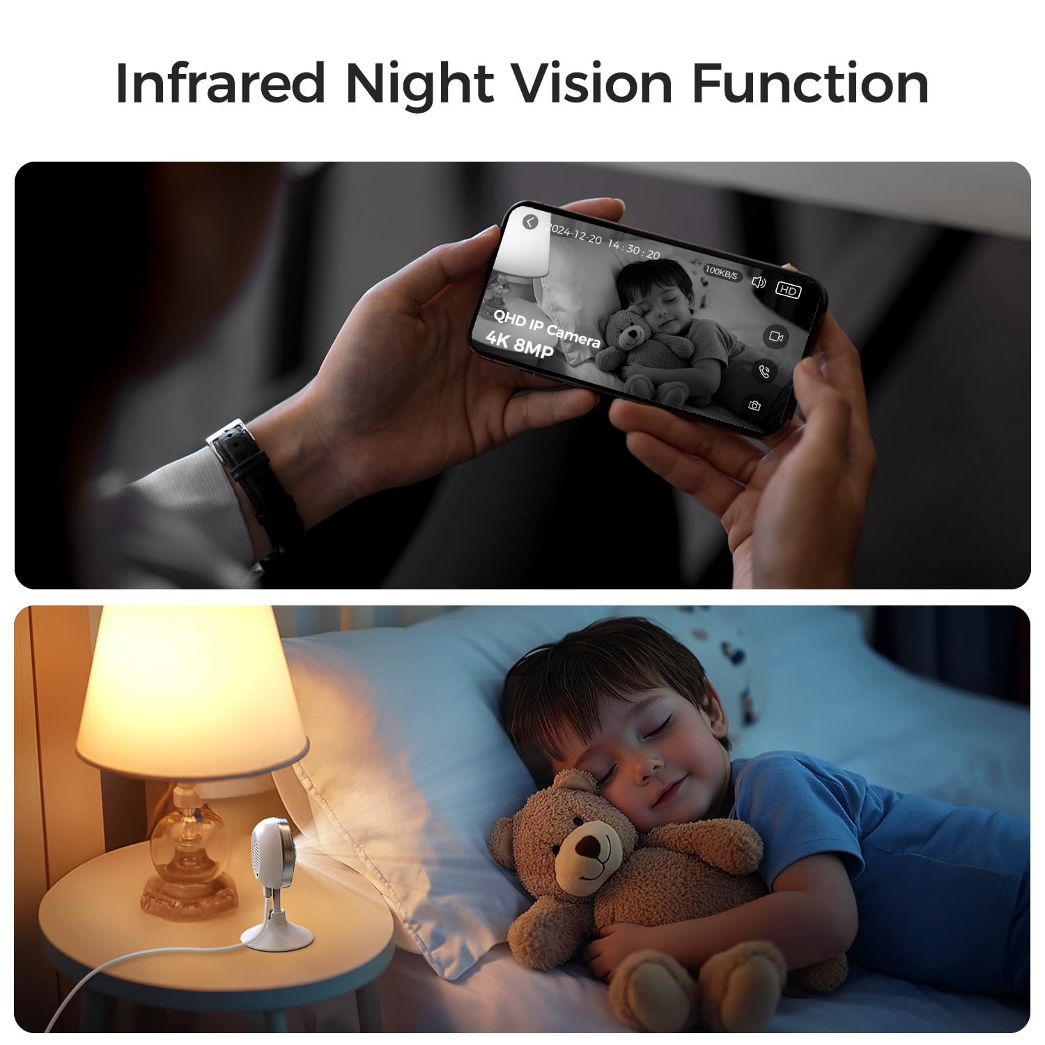 ARPHA 4K Indoor Security Camera, WiFi Pet Camera for Home Security with PIR Human Detection, Sound Detection, Night Version Two-Way Talk, Support TF Card & Cloud Storage