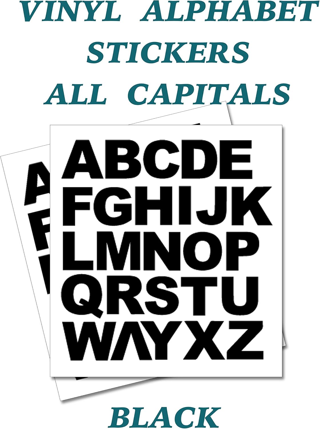 2 x Set of Full Alphabet Giant Black Letters, Removable Self Adhesive Waterproof Durable Vinyl Stickers