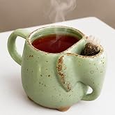 Volurein Elephant Mugs for Tea Lover Women Ceramic 15 oz Green