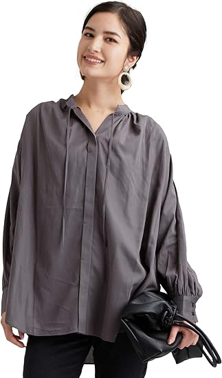 Amazon ユナイテッドアローズ グリーンレーベル リラクシング Ffc ダブル ガーゼ ギャザー ブラウス 1900 Dk Gray 19 Free シャツ ブラウス 通販
