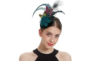 LATIMOON Fascinators Hat for Women Tea Party Headband Mini top Hats Cocktail Flower Mesh Feathers Hair Clip