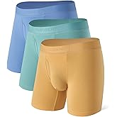 DAVID ARCHY Mens Underwear Breathable Second Skin Soft Modal Boxer Briefs for Men Pack, Wide Waistband No Ride Up