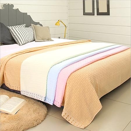 Sommer Bettdecke 150 * 200 cm Licht Kühlen Sommer Quilt Atmungsaktive Sommerdecke 100% Baumwolle Frottierdecke (Farbe Khaki, 