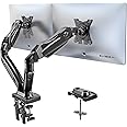 HUANUO Dual Monitor Stand, Adjustable Spring Monitor Desk Mount for 17-27 inch, Dual Monitor Mount Holds Max 14.3lbs, Compute