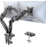 HUANUO Dual Monitor Stand, Adjustable Spring Monitor Desk Mount Swivel Vesa Bracket with C Clamp/Grommet Mounting Base for 17