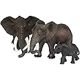 FUNSHOWCASE African Jungle Animals Toy Elephants Figure Realistic Plastic Figurine Playset Lot 3-Piece