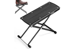 Linrax S1 Guitar Foot Stool, 6 Position Height Adjustable Foot Rest, Folding Footstool Pedal with Non-Slip Rubber Feet, Porta