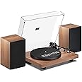 Record Player Vinyl Bluetooth Turntable with 36 Watt Stereo Bookshelf Speakers, Hi-Fi System with Magnetic Cartridge, USB Recording and Auto Stop