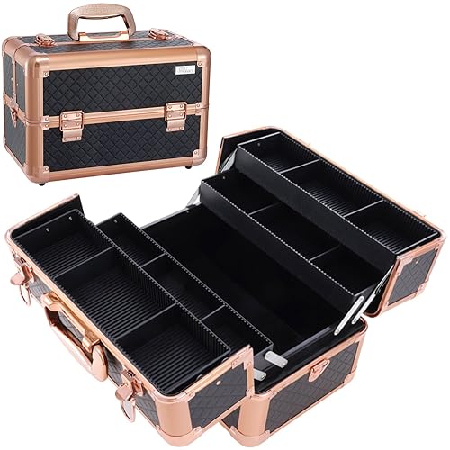 Costravio Large Makeup Train Case with Shoulder Strap Cosmetic