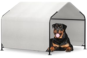 YAZ&OUZ Dog House Outdoor Large Breed, Dog Shade For Outside, 4'x4'x3' Outdoor Dog House Weatherproof & Snowproof with Sturdy Steel Frame & Ground Nails for Dog Tent Outdoor, Chicken House, Duck House