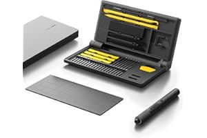 HOTO Precision Screwdriver Set, 110° Upright Workpad, Mini Electric Screwdriver with Charging Dock, 0.05/0.2 N·m Torque, LED Light, 26 Bits and 10 Repair Tools for Electronics, Phones, Laptops