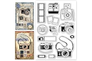 CHGCRAFT Travel Camera Clear Stamps Camera Film Silicone Stamps Transparent Stamp for Journaling Card Making DIY Scrapbooking Handmade Photo Album Notebook