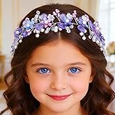 Campsis Flower Girls Hair Accessory, Purple Crystal Headband, Princess Headpiece for Girl