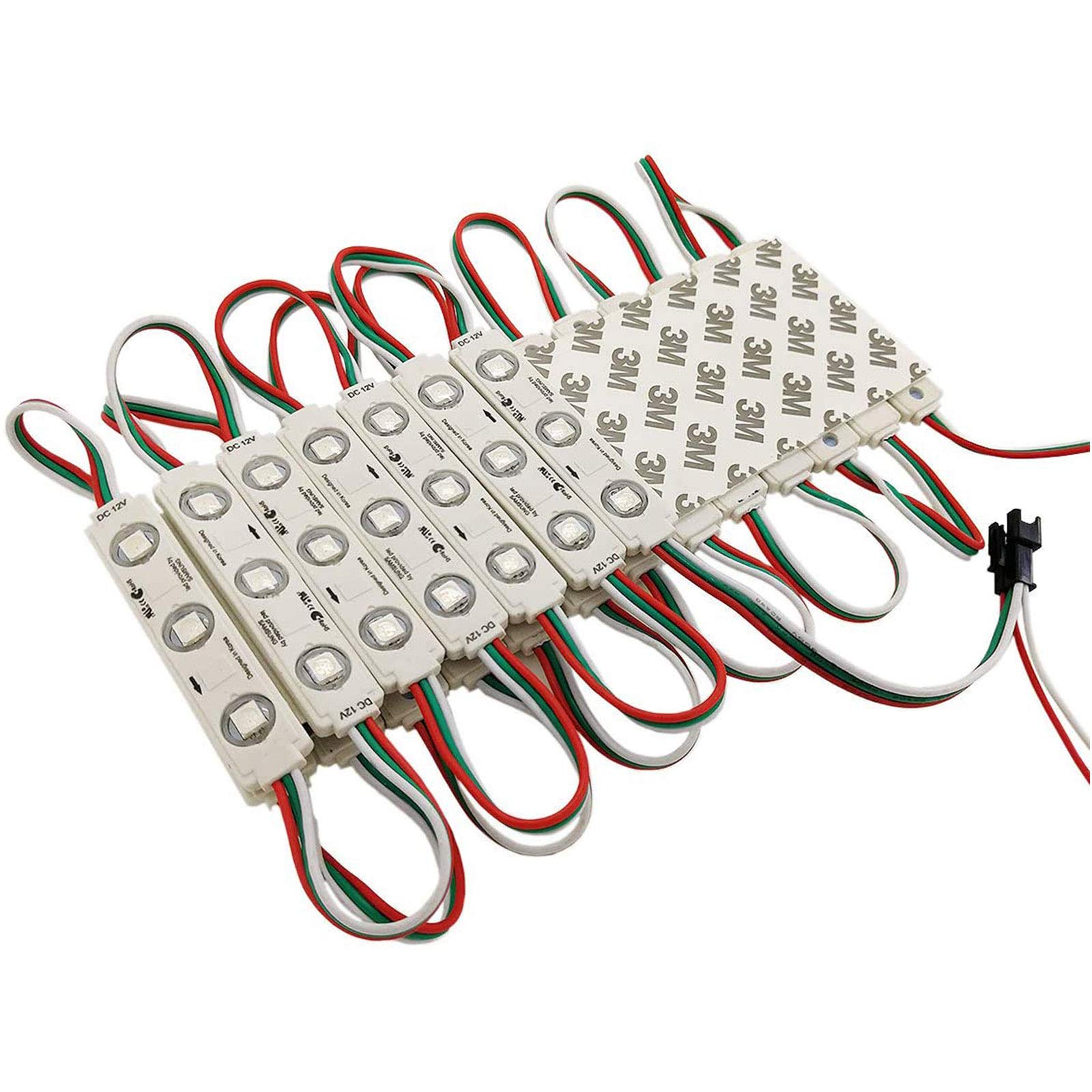 YUNBO WS2811 RGB LED Module Light 100Pcs, SMD 5050 Addressable Dream Color 12V RGB Module Waterproofe IP65 LED Storefront Lights with Tape Adhesive Backside