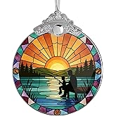 Fishing Ornament 2025, Fisherman Christmas Ornaments, Father and Son Fishing Ornament, Stained Glass Hunting Ornaments, Fish Ornaments for Tree, Outdoor Lover Gift, for Dad 2025