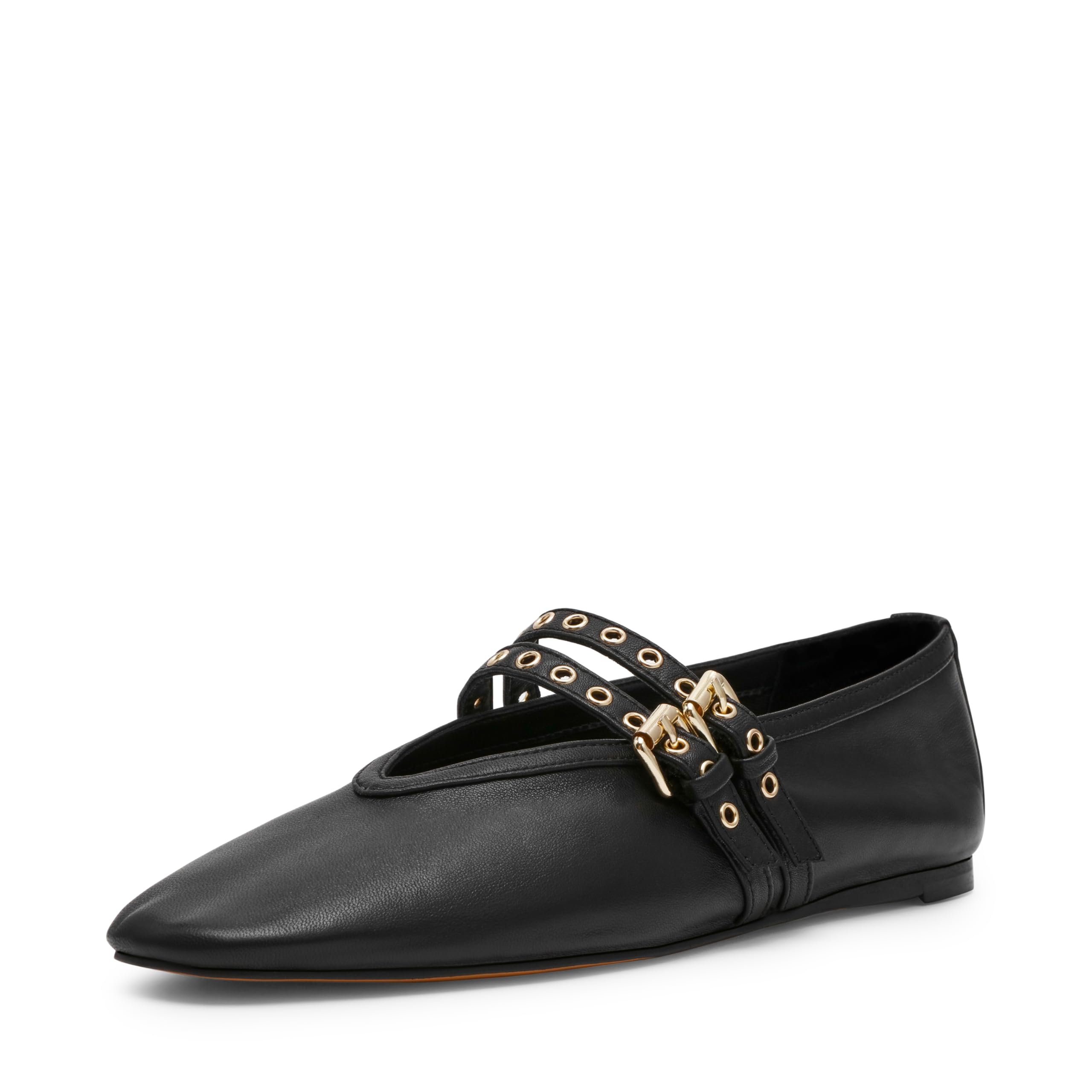Steve Madden Women’s Lydia Ballet Flat, Black Leather, 7.5