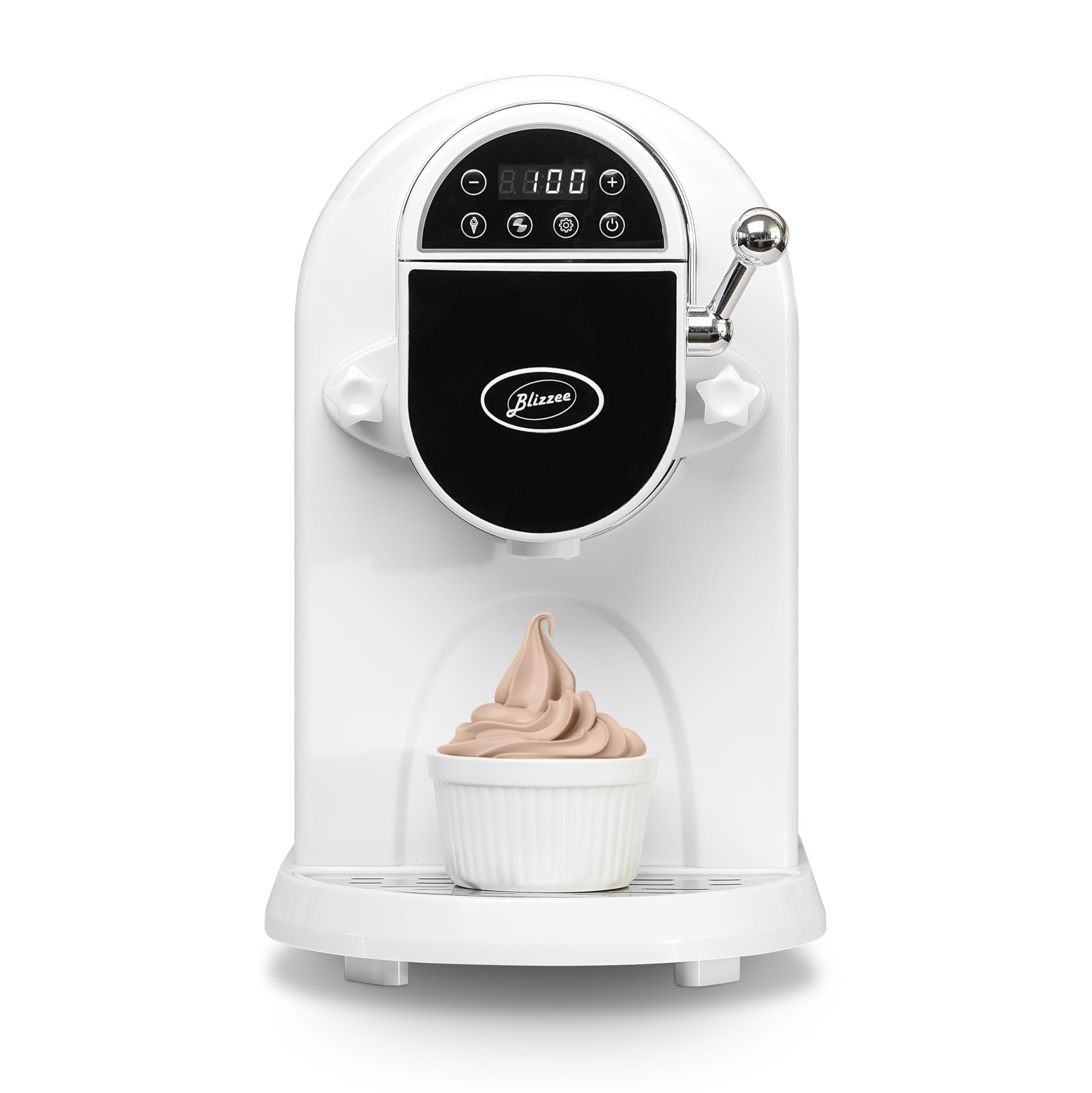 BLIZZEE Máquina de helado de servicio suave 1.25Qt | Máquina automática para hacer helados sin precongelación | Compresor incorporado | Pantalla digital LED | Perfecto para helado suave, yogur helado, opciones sin lácteos y más