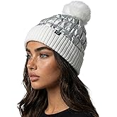 Funky Junque Women’s Puffer Beanie – Stylish Fleece Lined Waterproof Winter Hat with Faux Fur Pom Pom, Trendy Cozy Accessory
