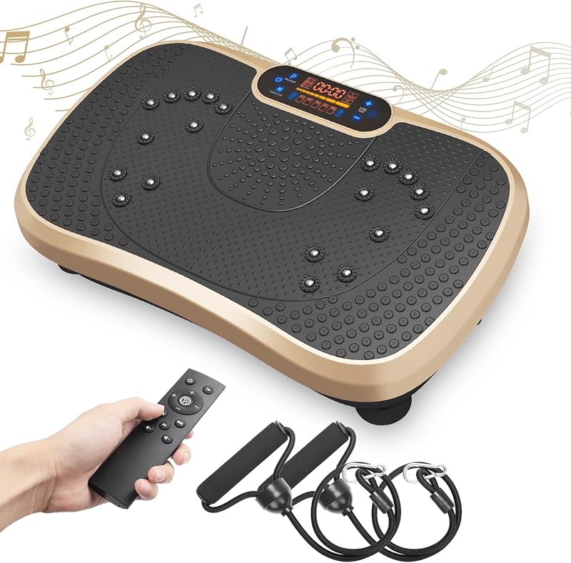 Dripex Vibration Plate Exercise Machine with Resistance Bands Gold