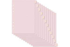 Koqye Leather Textured A5 6-Ring Binder Dividers with 12 Monthly Tabs, Pink Paper Index Page Separators for Planner/Organizer (1 Set - 12 Monthly Tabs)