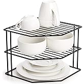 Frcctre 3-Tier Kitchen Corner Shelf Rack Counter and Cabinet Organizer, 9x9x7.5 Inch Metal Wire Kitchen Counter Pantry Cabine