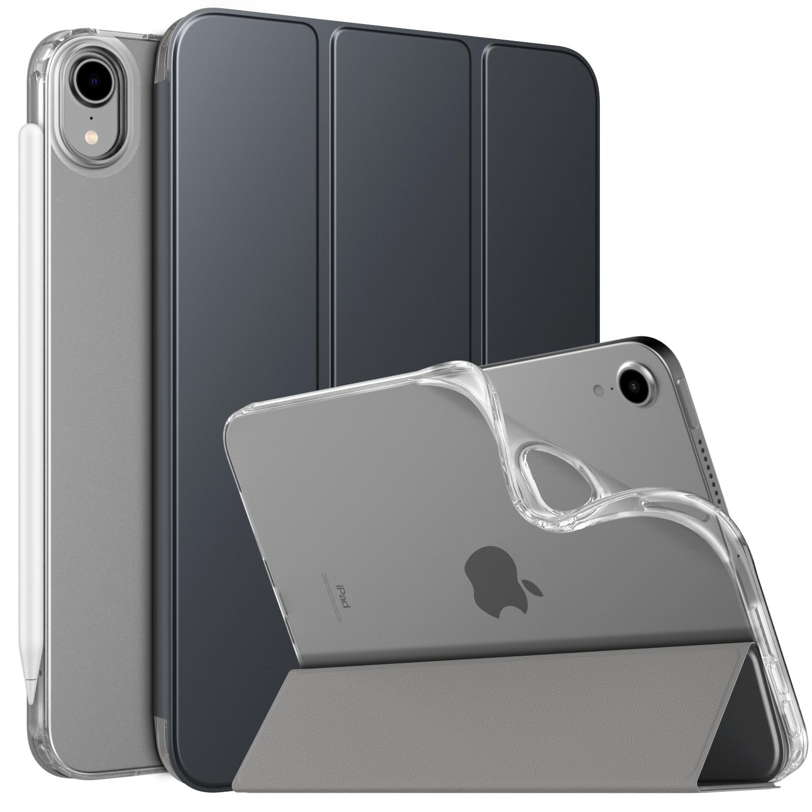MoKo Case Fit New iPad Mini 7 (A17 Pro), 8.3-inch, Soft TPU Translucent Frosted Back Cover Case, Space Gray