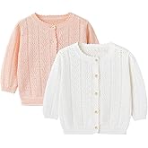 Simplee kids Baby Girl Thin Sweater Solid White Pink Cardigans for Toddler 0-3Years