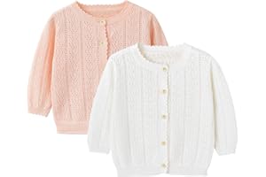 Simplee kids Baby Girl Thin Sweater Solid White Pink Cardigans for Toddler 0-3Years