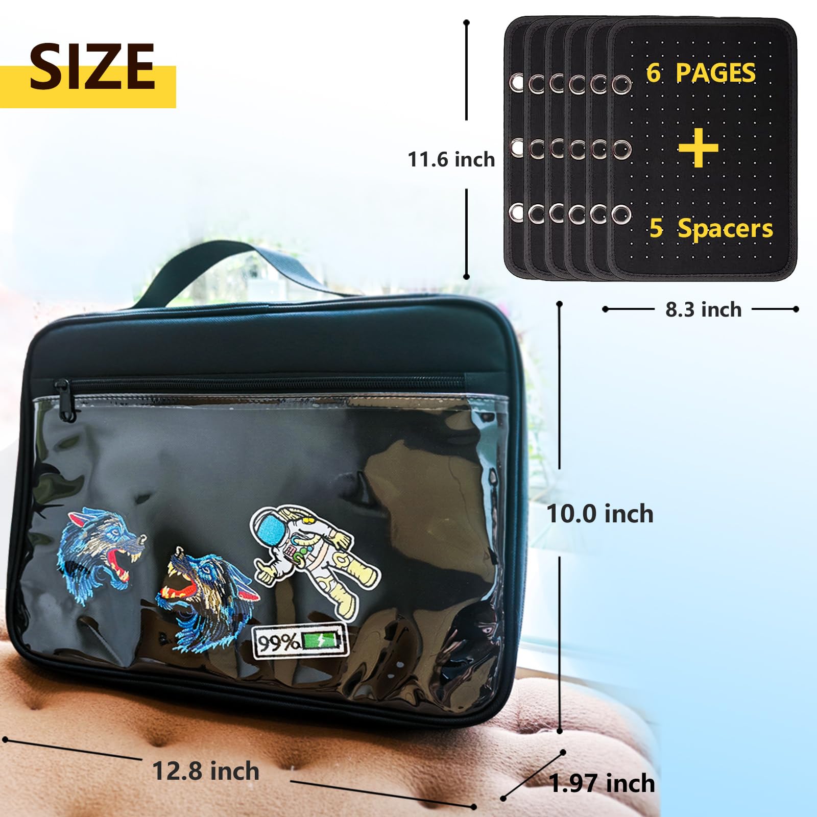 Mi Ya Mi Lai 6 Pages Pin Books For Collectors, Enamel Pin Display Pages Pin Carrying Case, Travel Brooch Pins Display Bag(Not Include any Accessories)