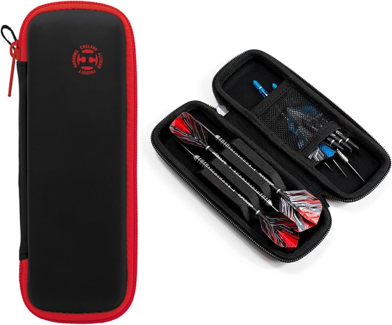 Harrows Blaze Darts Wallet Case Holds 3 Fully Assembled Darts Black Red