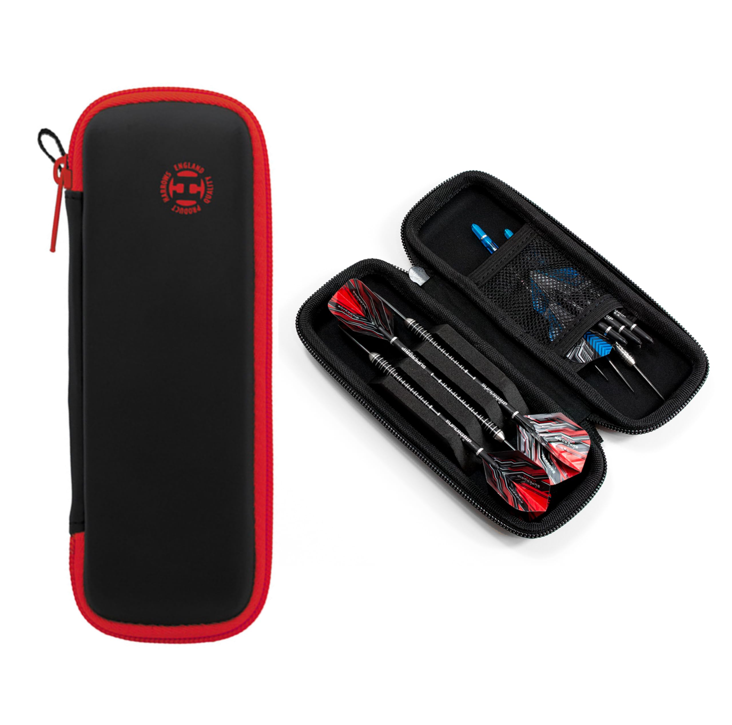 Harrows Darts Blaze Darts Wallet | Darts Case Holds 3 Assembled Darts and Accessories | Protective EVA Material | Professional Darts Accessories (Black RED)