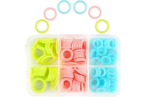 LUNARM 180 Pieces Knit Stitch Markers, Knitting Random Colored Stitch Markers Rings(S/M/L), Crochet Locking Knitting Stitch Counter Needle Clip with Storage Box