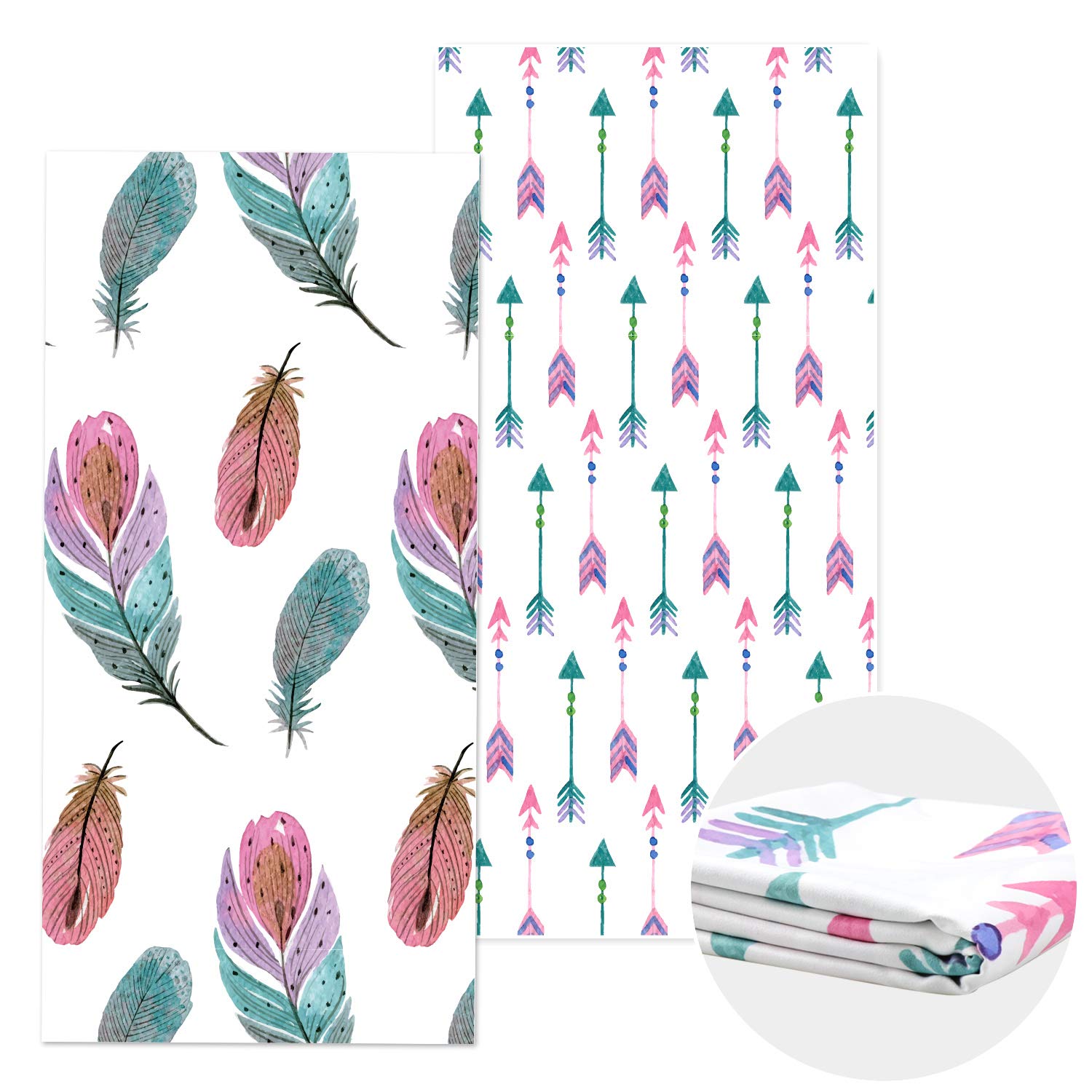 Quick Fast Dry Thin Sand Free Beach Towel Super Absorbent Two Side Printed Oversized Large Blanket for Travel Pool Swimming Bath Camping Yoga Girls Women Men Adults (Feathers and arrows, 63'' x 31'')