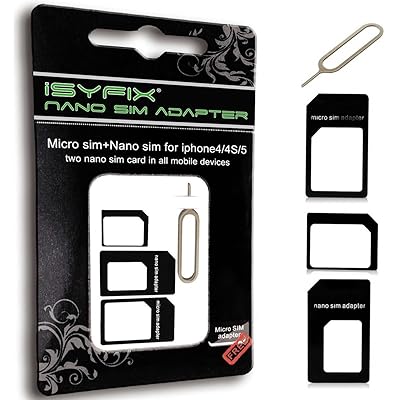 iSYFIX SIM Card Adapter Nano Micro - Standard 4 in 1 Converter Kit with Steel Tray Eject Pin