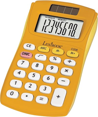 Lexibook FRUITIES Pocket Calculator 8 Digits 4 Operations Solar Battery Yellow