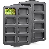 Lawei 2 Pack 8 Cavity Mini Loaf Pan, Non-Stick Small Bread Loaf Pans, Rectangle Carbon Steel Baking Loaf Pans for Corn Bread, Little Banana Breads, Cheesecake, Mini Brownie Pan