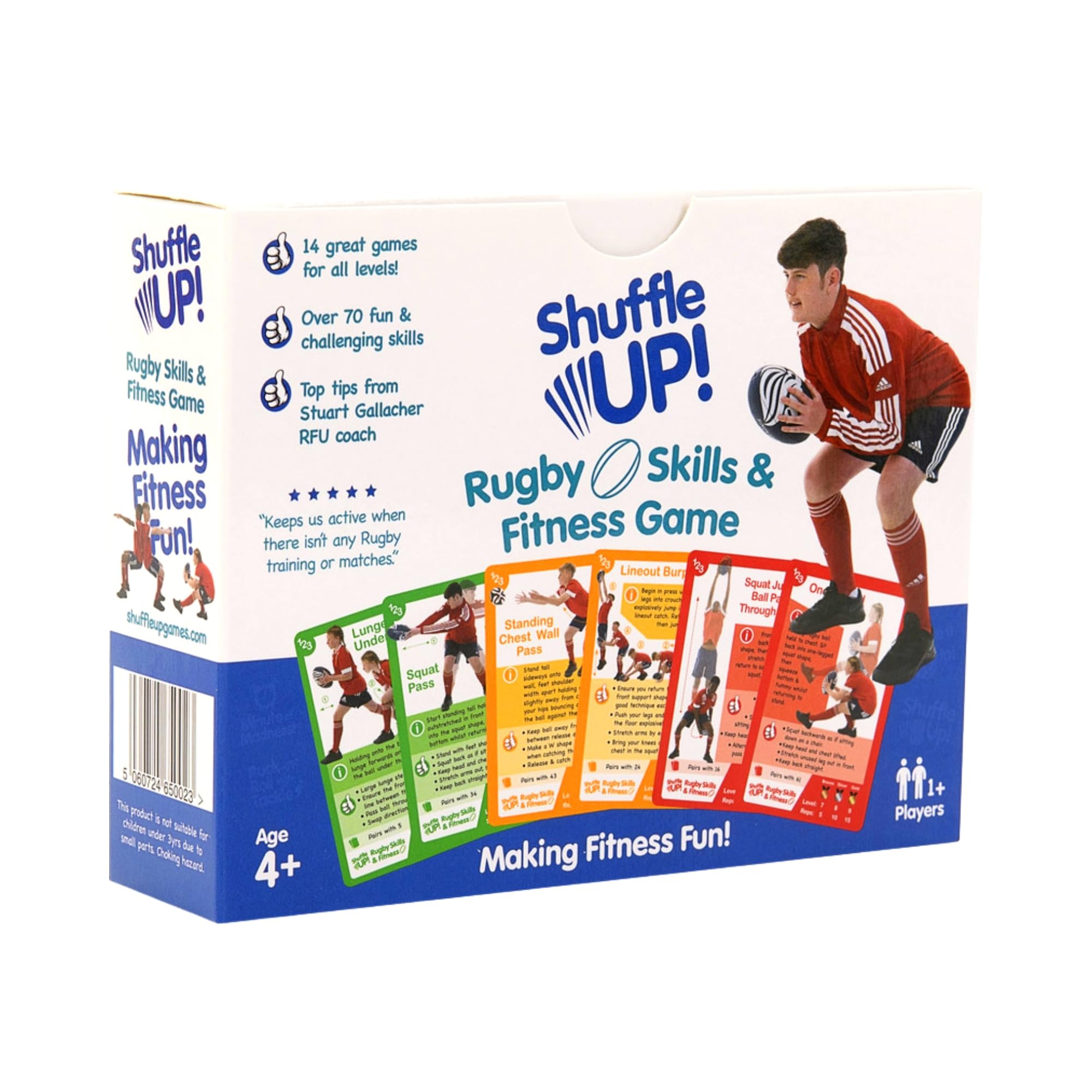 Shuffle Up Rugby Games - Family Games with 70+ Fun & Active Fitness Workout Cards, Rugby Training Equipment Aid, Rugby Gifts for Boys & Girls