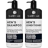 Mens Shampoo and Conditioner Set - Sulfate Free and Clarifying - For Men with Oily to Normal Hair - Moisturizing and Thickening - Biotin, Keratin, Tea Tree Oil, Caffeine and Peppermint for Dandruff