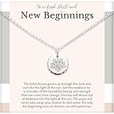HOPE LOVE SHINE Women's New Beginnings Necklace - 14k Gold Plated Sterling Silver, Healing & Recovery Gift, Adjustable 16+2" Chain