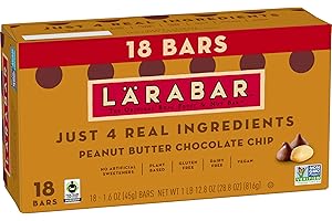 LÄRABAR Larabar Peanut Butter Chocolate Chip, Fruit and Nut Bars, Gluten Free and Vegan, 28.8 oz, 18 Ct