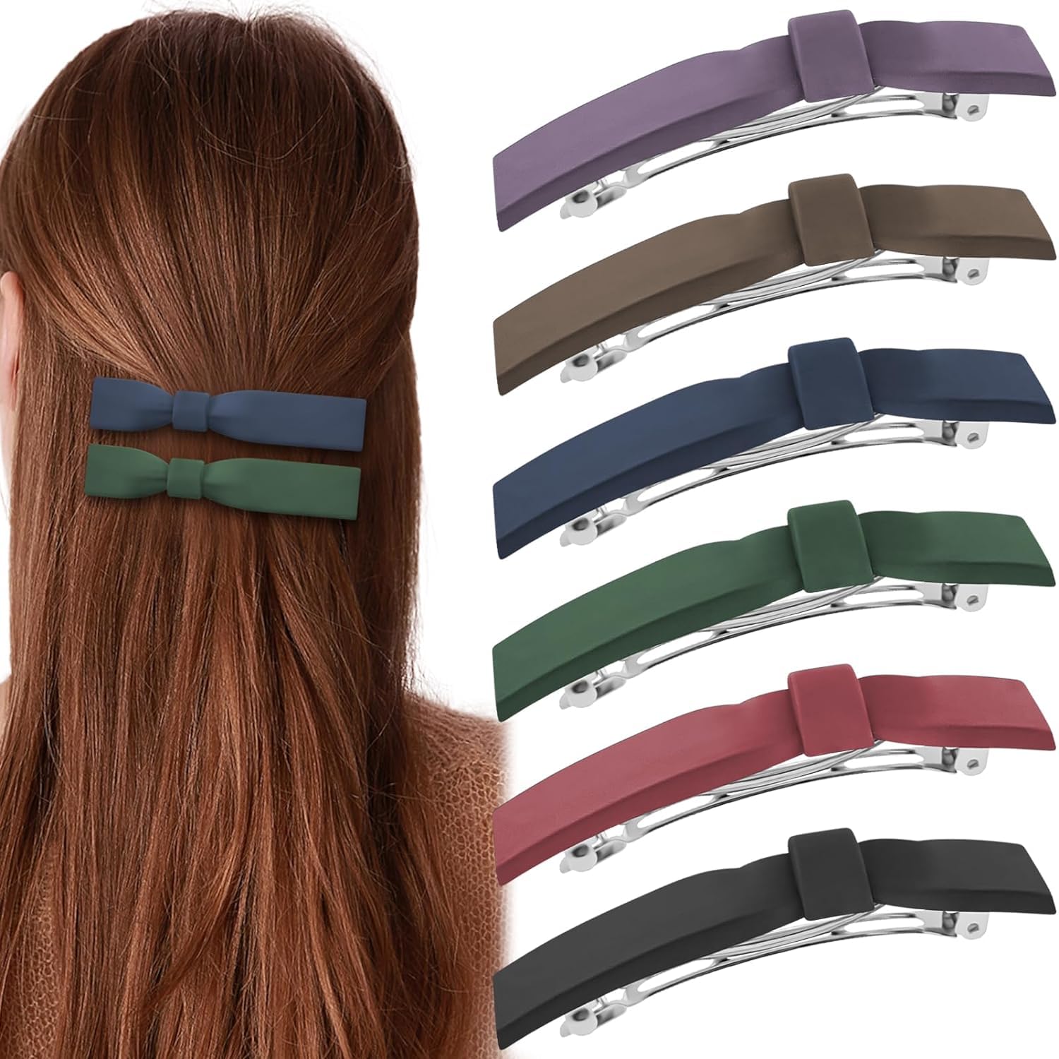 6 Pcs Bow Matte French Hair Clips Flat Hair Barrettes Strong Hold Vintage Hair Clips Cute Hair Styling Clips Metal Snap Hair Clasps Accessories for Women Girls