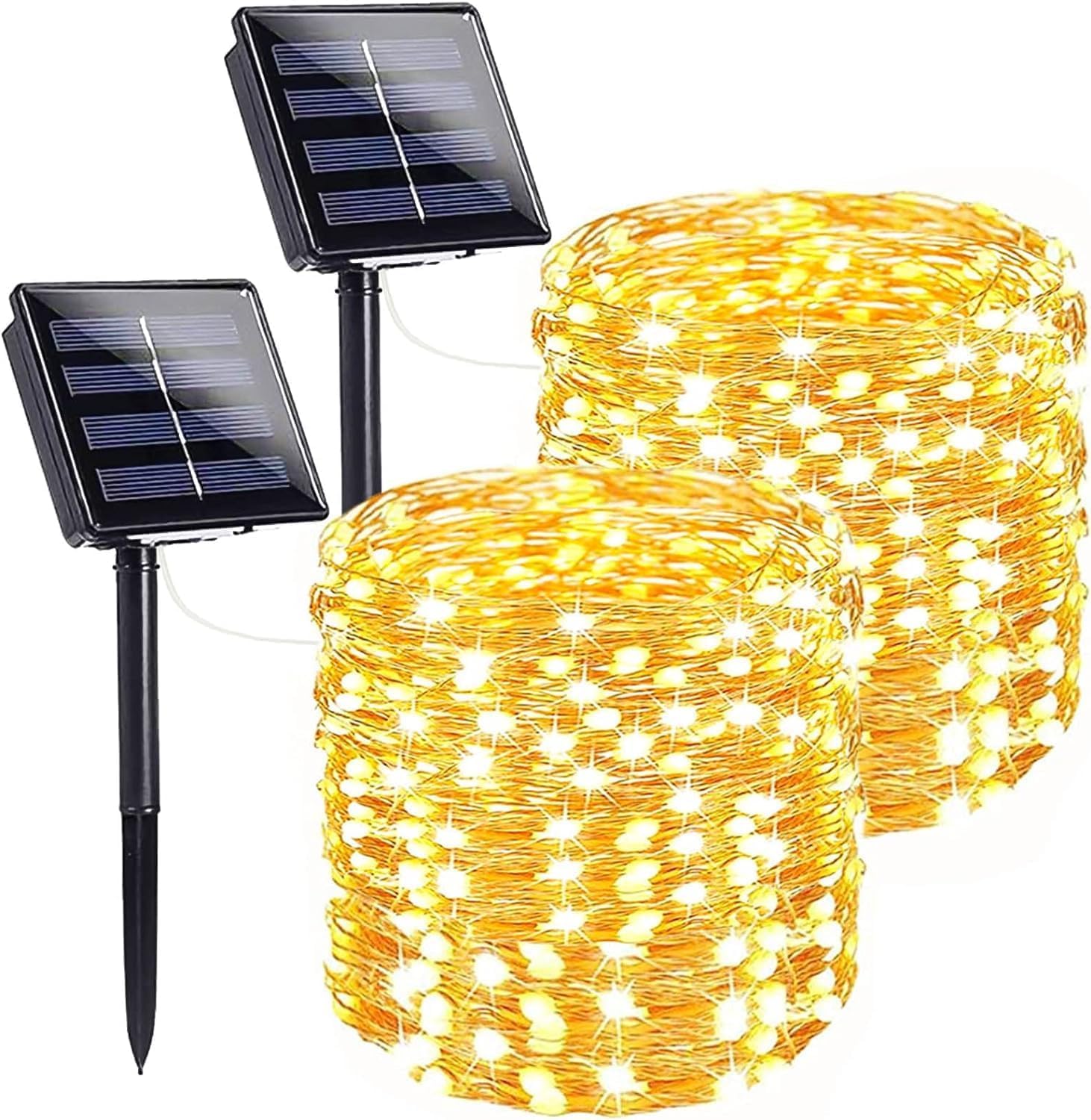 mafiti Solar String Lights Outdoor,2 Pack 120 LED Solar Garden Lights Waterproof 12M/40Ft 8 Modes Indoor/Outdoor Fairy Lights Copper Wire Decorative Lighting for Patio,Yard,Party,Wedding(Warm White)