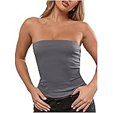 Milumia Women Strapless Tube Tops Y2k Going Out Ruched Bandeau Tops