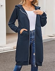 ELESOL Women's Longline Hooded Sweatshirt/Hoodie