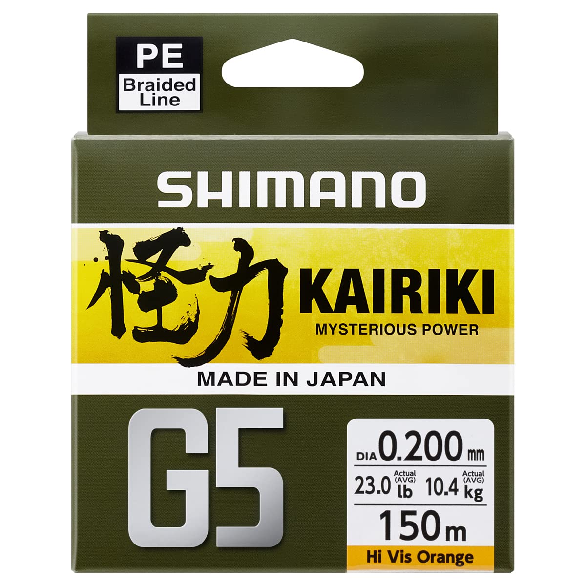 Shimano Kairiki G5 Hi-Vis 5-Strand Braid Orange 150 m – Diameter 0.18 mm – R.6.9 kg – LDM51UE170150H