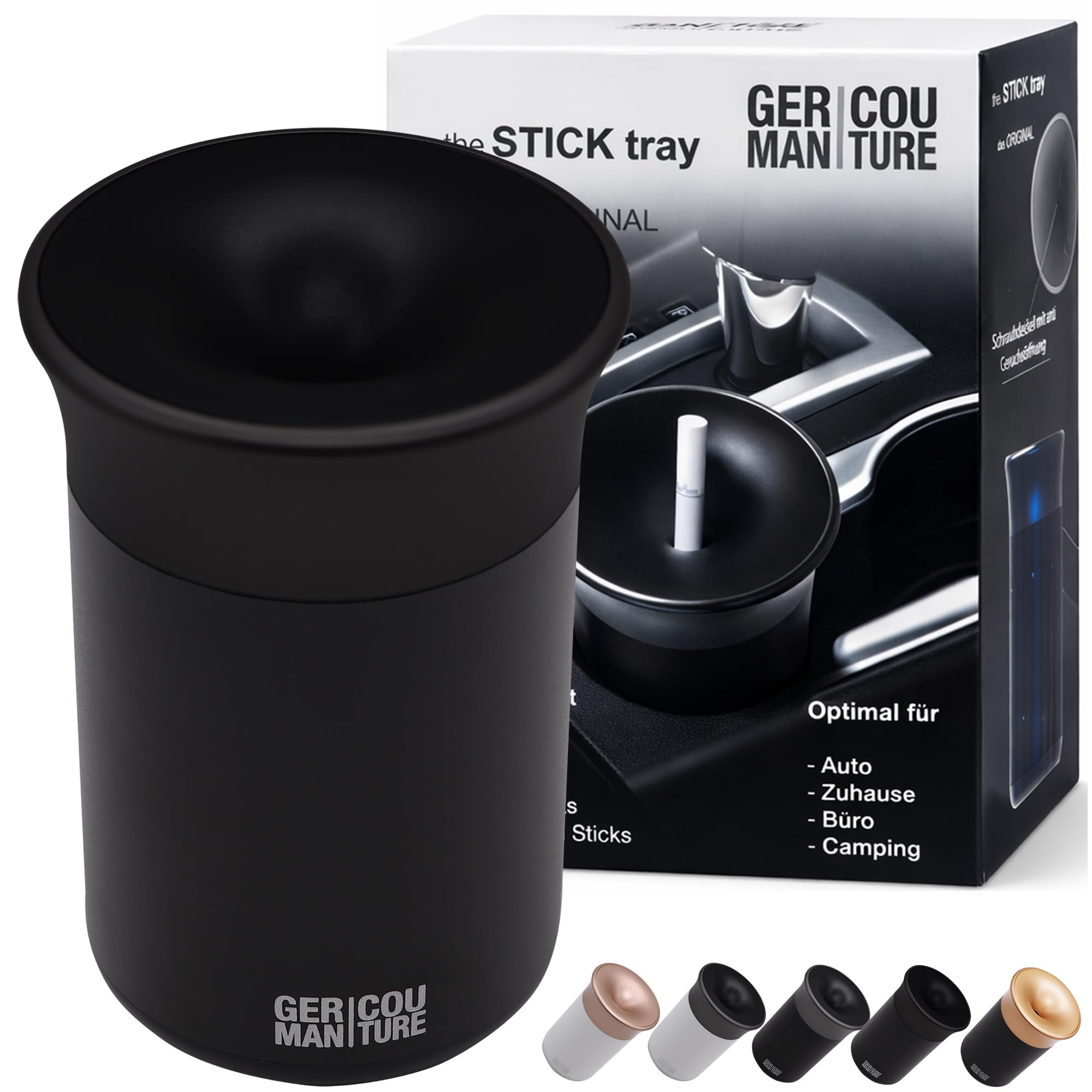 GC Modern Aluminium Ashtray, compatible with IQOS 3 Duo One Heets, Iluma Prime Terea + Glo Neo Sticks, 12 x 0.01 x 8 cm, Black/Black