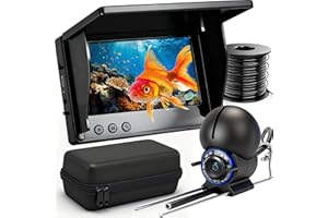 SUNMORN Underwater Fishing Camera, 4.3 Inch LCD and Upgraded HD Lens for Ice Lake Boat Kayak Fishing, Waterproof Fishing Camera Infrared Night Vision Light, Portable Beginner Fish Finder 50ft Cable (Black)