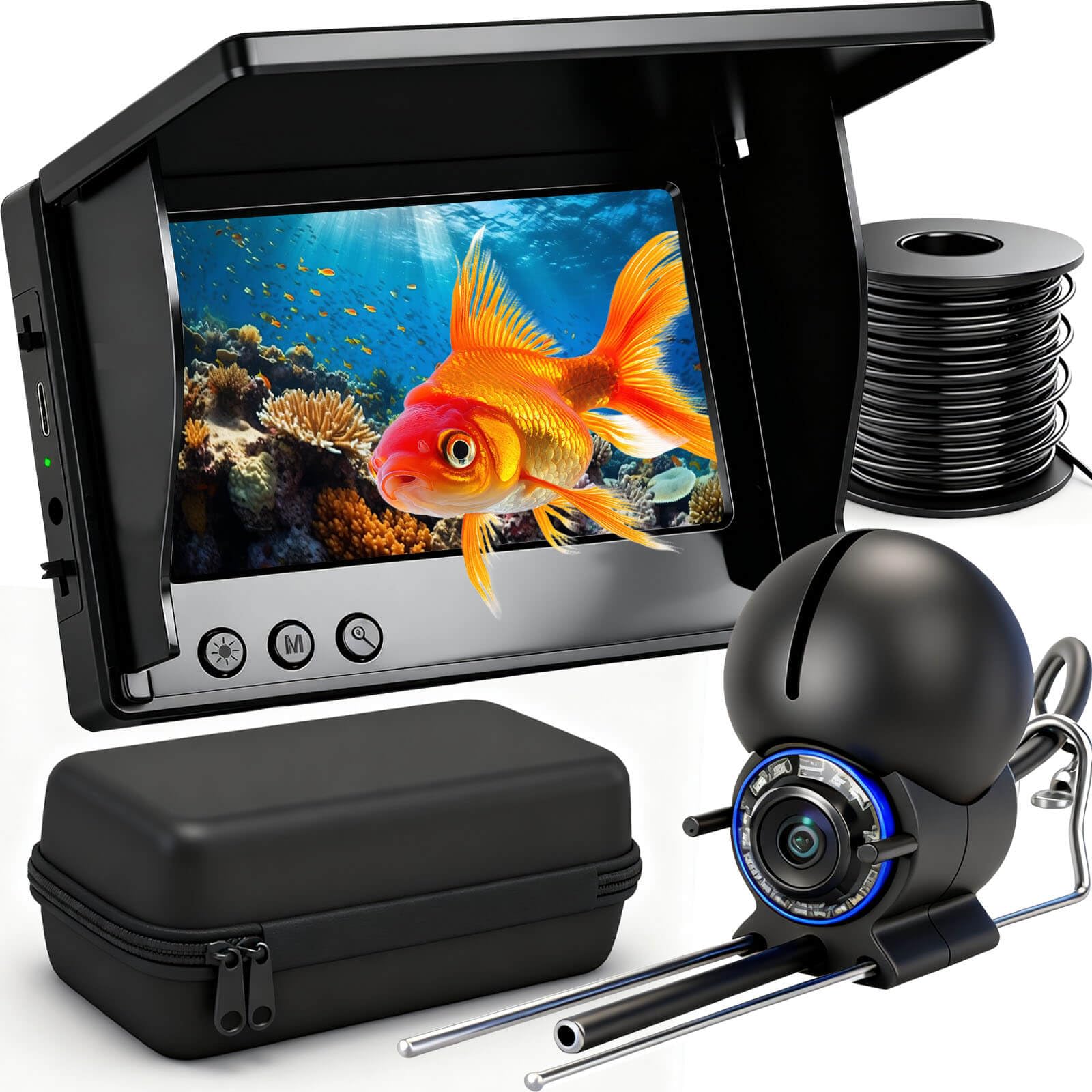 Photo 1 of Underwater Fishing Camera, 4.3 Inch LCD and Upgraded HD Lens for Ice Lake Boat Kayak Fishing, Waterproof Fishing Camera Infrared Night Vision Light, Portable Beginner Fish Finder 50ft Cable (Black)