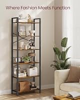 VASAGLE 6-Tier Bookshelf 30 x 66 x 186 cm Rustic Brown and Ink Black LLS062B01 view 5
